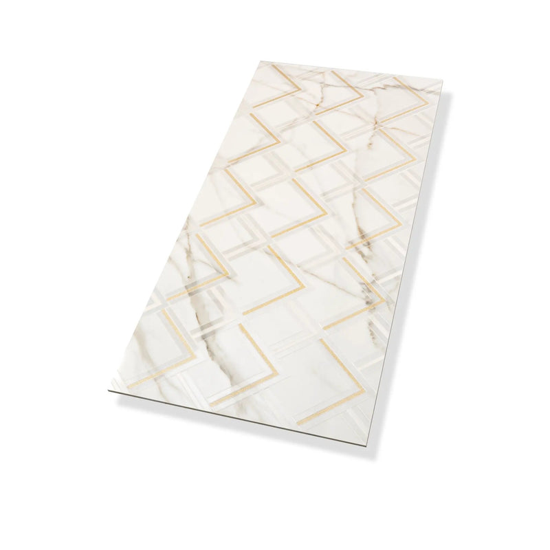 White Gold 24x48 Polished Diamond Porcelain Large Format Tile (1 pack, 7.75 sq ft/case) by Apollo Tile