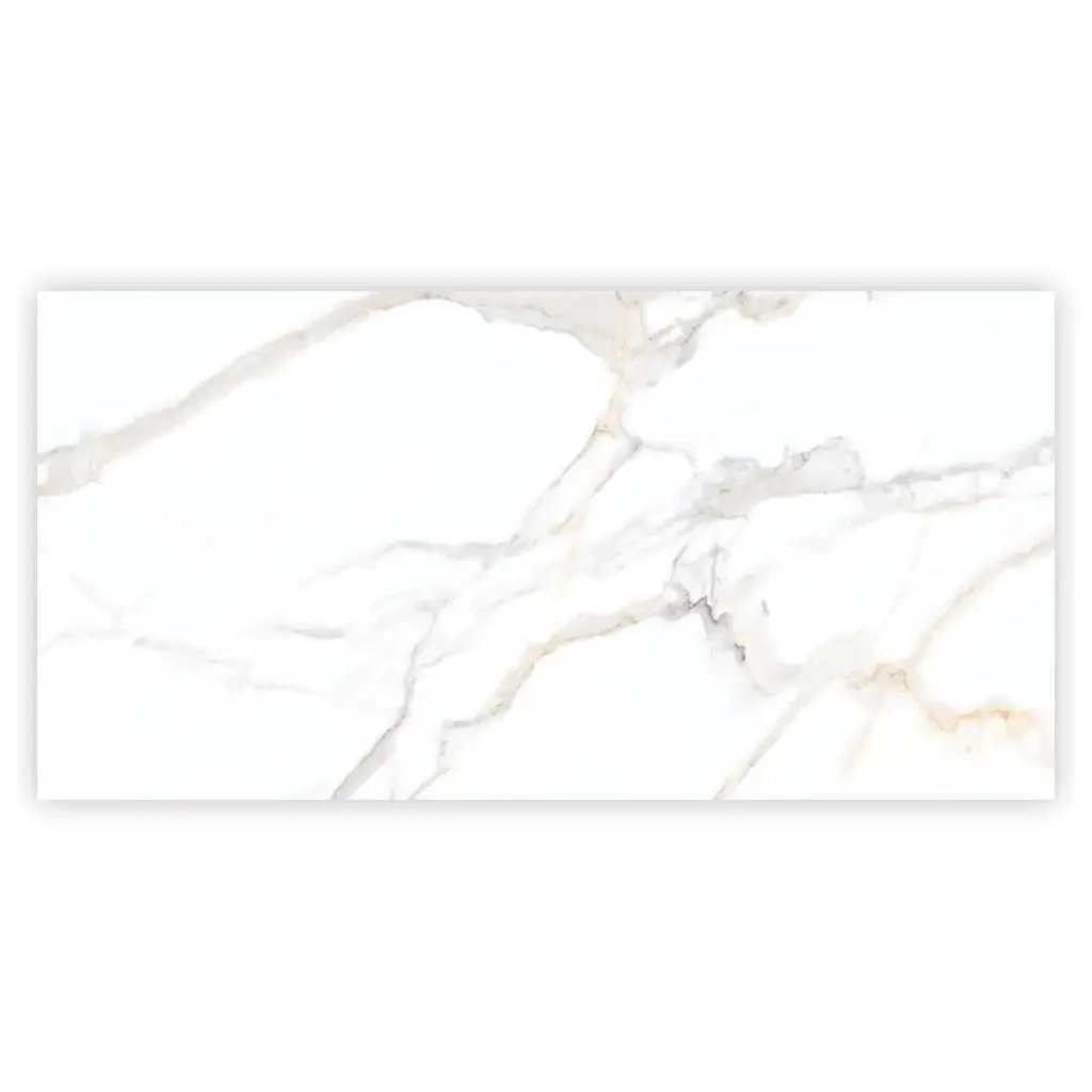 Bright White Gold 24x48 Polished Porcelain Large Format Tile (2 pack, 15.5 sq ft/case) by Apollo Tile