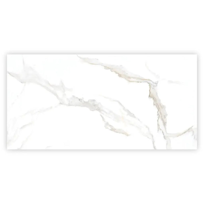 Bright White Gold 24x48 Polished Porcelain Large Format Tile (2 pack, 15.5 sq ft/case) by Apollo Tile