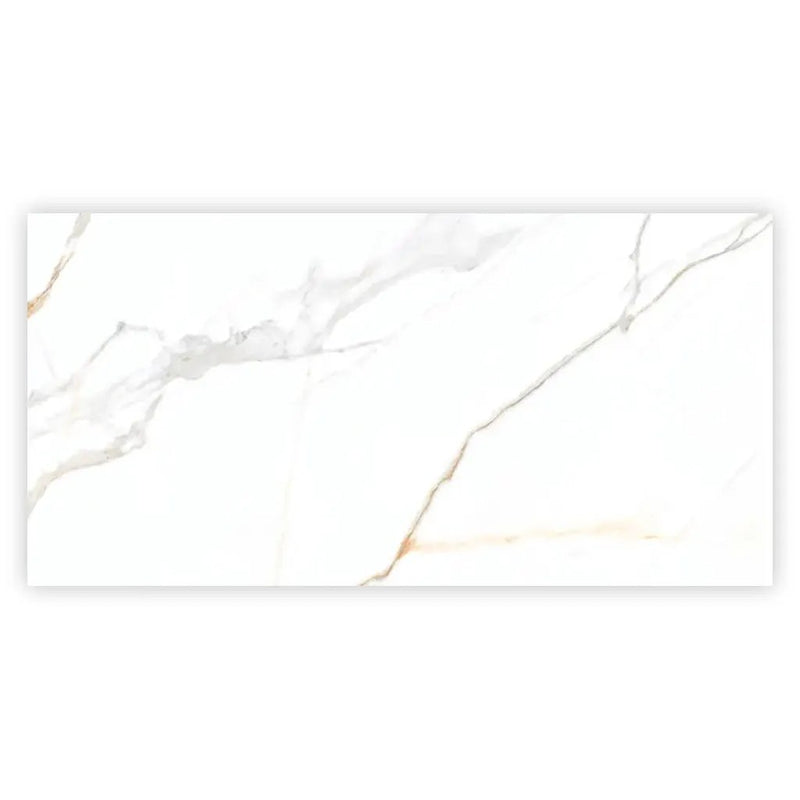 Bright White Gold 24x48 Polished Porcelain Large Format Tile (2 pack, 15.5 sq ft/case) by Apollo Tile