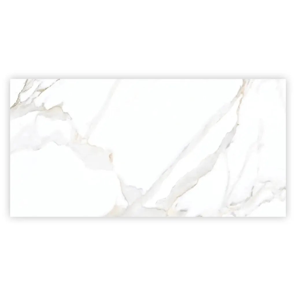 Bright White Gold 24x48 Polished Porcelain Large Format Tile (2 pack, 15.5 sq ft/case) by Apollo Tile
