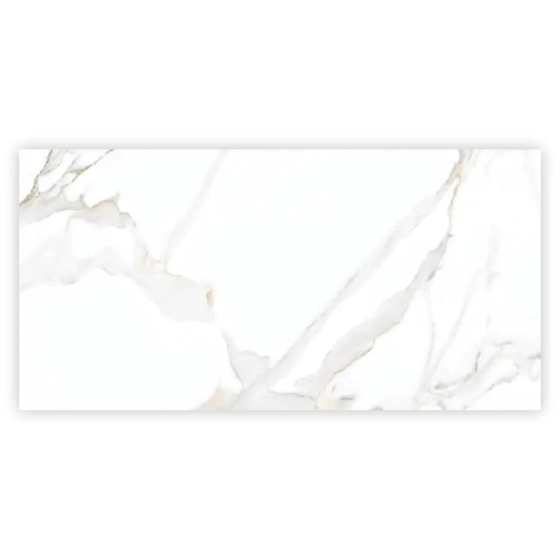 Bright White Gold 24x48 Polished Porcelain Large Format Tile (2 pack, 15.5 sq ft/case) by Apollo Tile