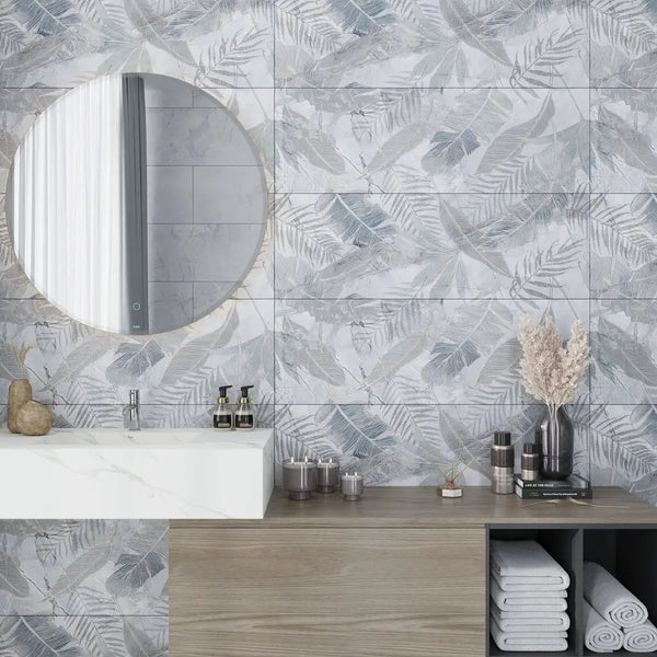 White Gray 16x48 3rd Fired Ceramic Large Format Tile (2 pack, 10.34 sq ft/case)