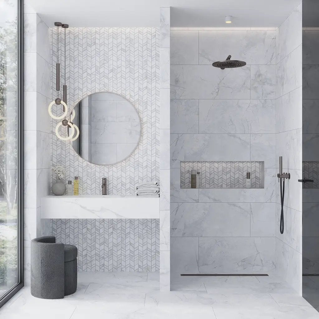 Light Grey White 16x48 Matte Ceramic Large Format Tile (3 pack, 15.5 sq ft/case) by Apollo Tile