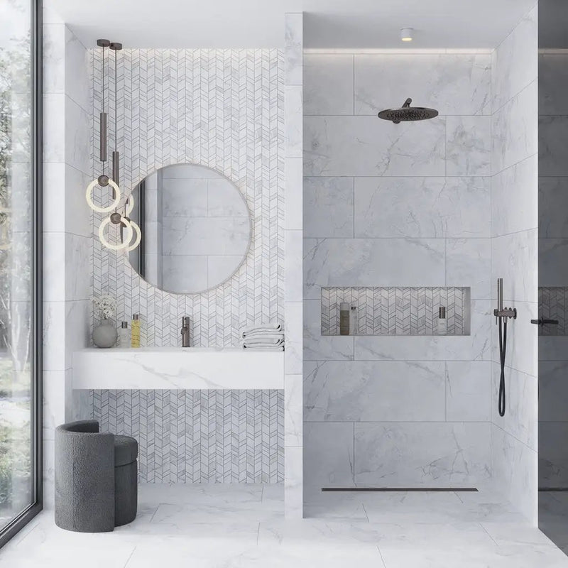Light Grey White 16x48 Matte Ceramic Large Format Tile (3 pack, 15.5 sq ft/case) by Apollo Tile