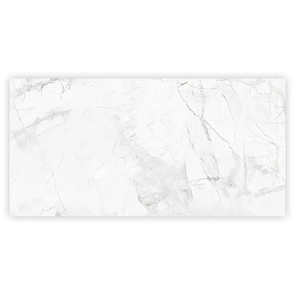 Bright White with Gray 24x48 Polished Porcelain Large Format Tile (2 pack, 15.5 sq ft/case) by Apollo Tile