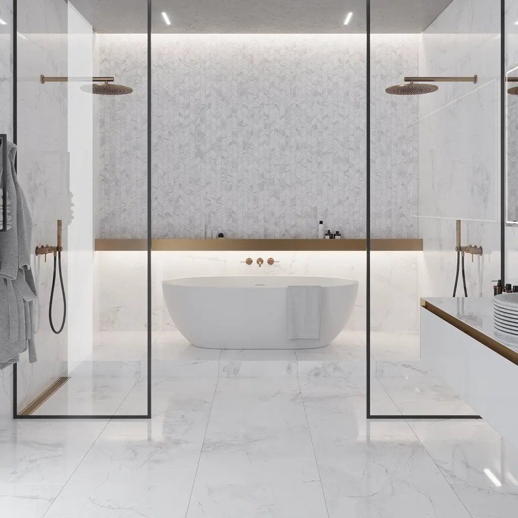 Dove-Gray White 10x12 Matte Chevron Porcelain Mosaic Tile (11 pack, 9.88 sq ft/case) by Apollo Tile