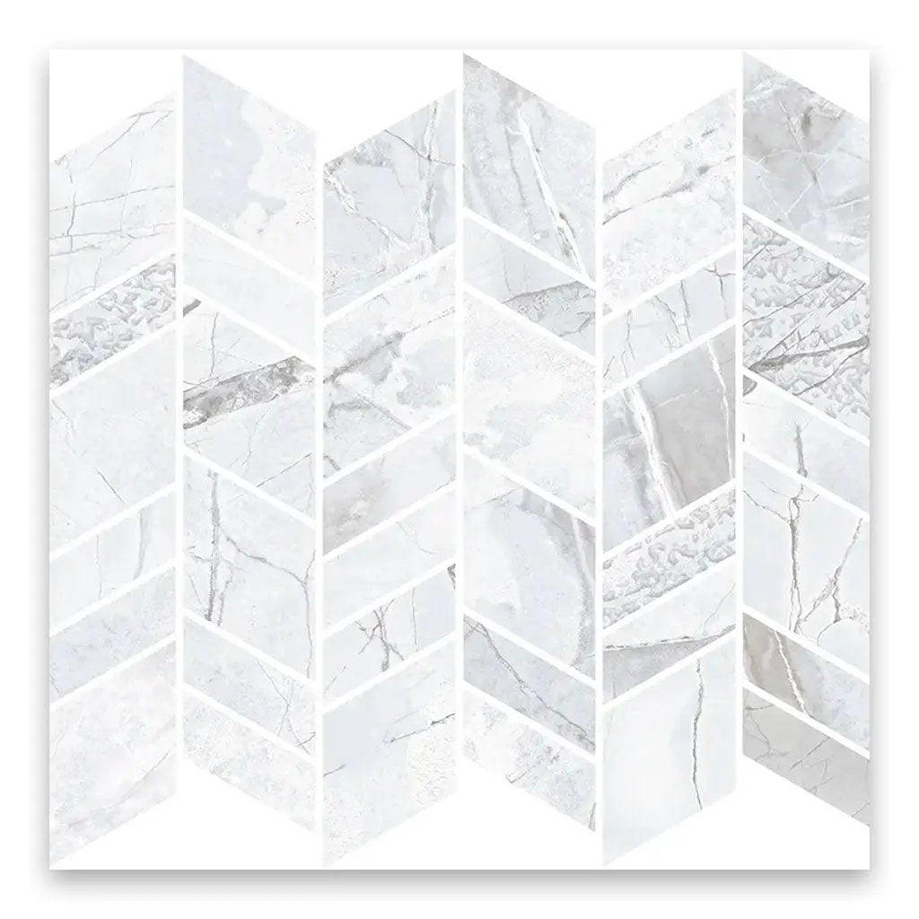 Dove-Gray White 10x12 Matte Chevron Porcelain Mosaic Tile (11 pack, 9.88 sq ft/case) by Apollo Tile