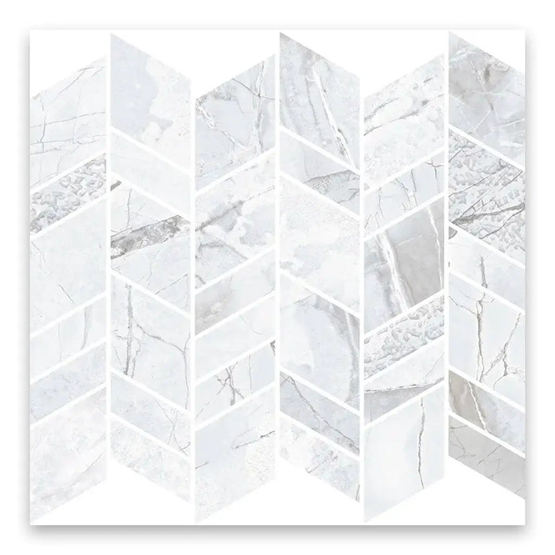 Dove-Gray White 10x12 Matte Chevron Porcelain Mosaic Tile (11 pack, 9.88 sq ft/case) by Apollo Tile