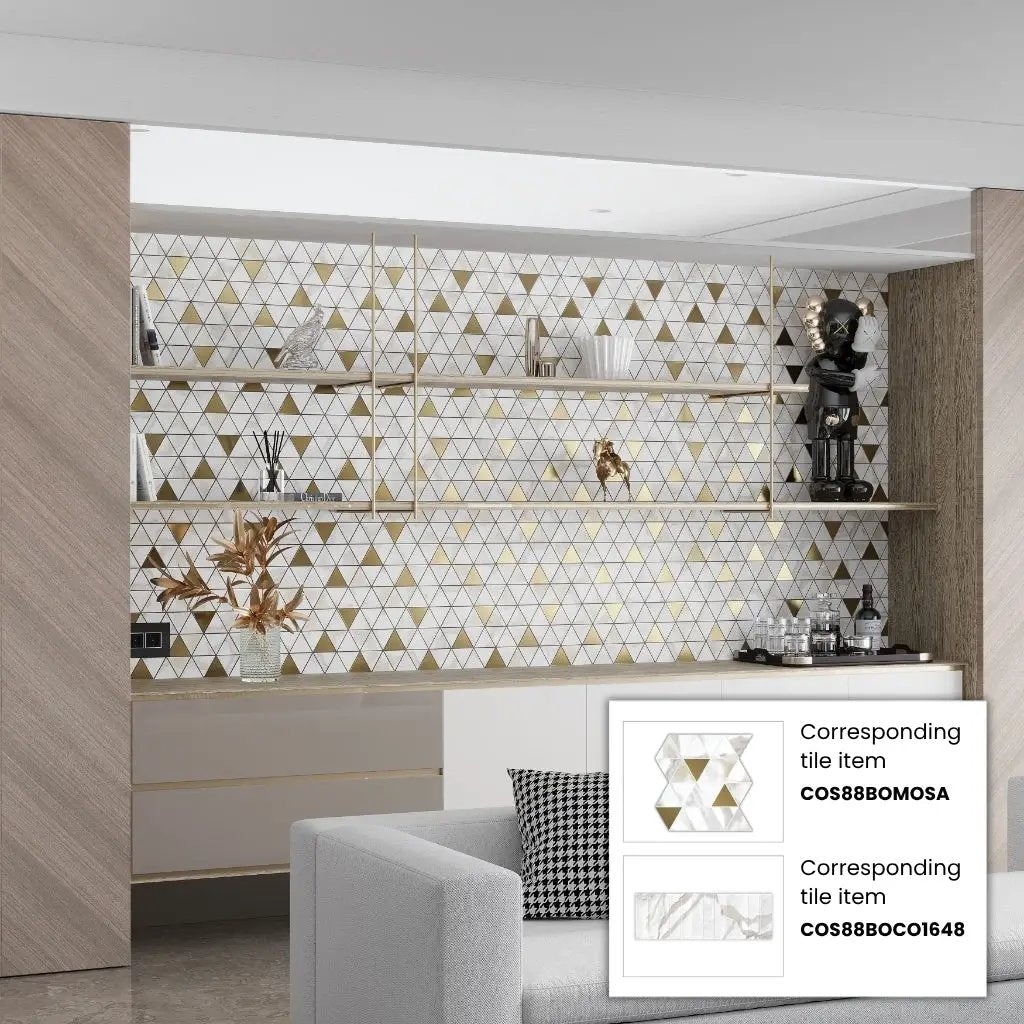 White Gold 10x11 Matte Triangle Porcelain Mosaic Tile (11 pack, 8.58 sq ft/case) by Apollo Tile
