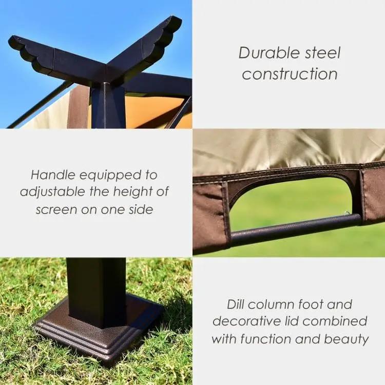 12 ft x 9 ft Steel Outdoor Pergola Gazebo Canopy Sun Shelter by HomePacific