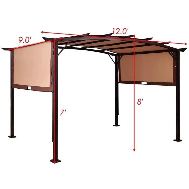 12 ft x 9 ft Steel Outdoor Pergola Gazebo Canopy Sun Shelter by HomePacific