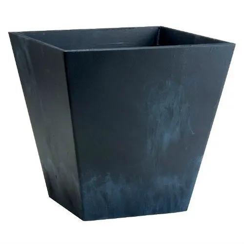 Contemporary 12-inch Square Planter in Black Plastic by HomePacific