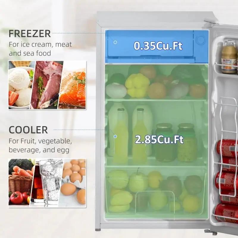 Compact Refrigerator Mini Fridge/Freezer 3.2 Cu.Ft, White by HomePacific