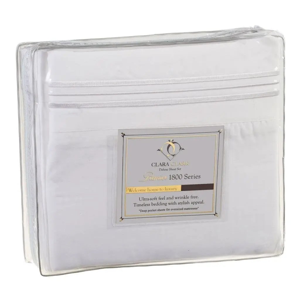 King size 4-piece Silky Soft Microfiber Sheet Set in White by HomePacific