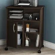 Contemporary Printer Stand Cart with Storage Shelves in Chocolate by HomePacific