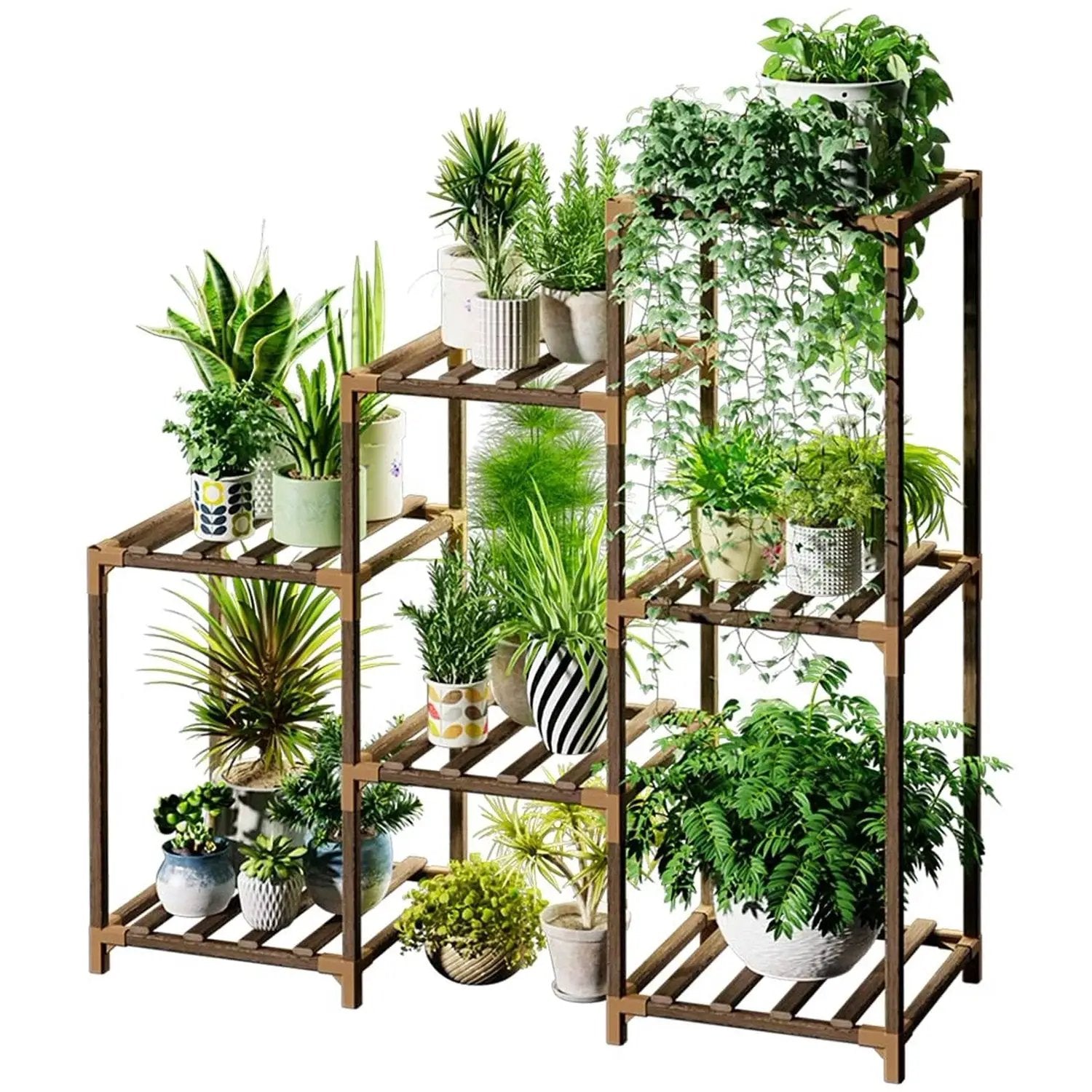 3-Tier Indoor Outdoor Wooden Plant Stand Planter Shelf by HomePacific