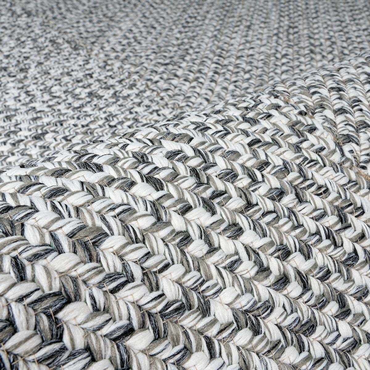 Cream Charcoal Braided Faux Jute Outdoor Rug by Boutique Rugs