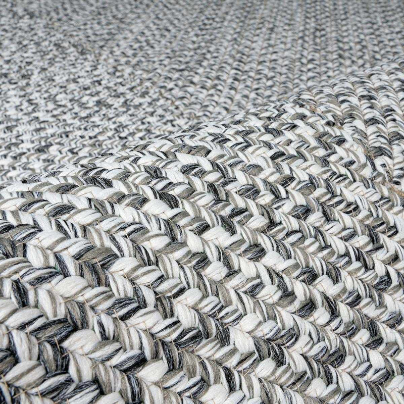 Cream Charcoal Braided Faux Jute Outdoor Rug by Boutique Rugs
