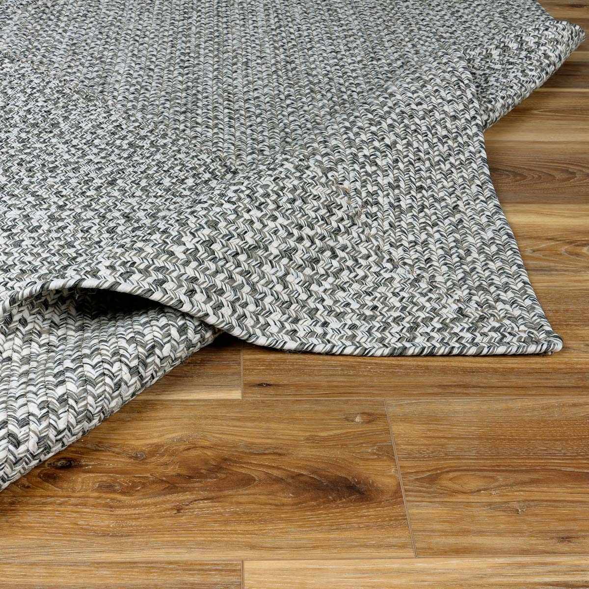 Cream Charcoal Braided Faux Jute Outdoor Rug by Boutique Rugs