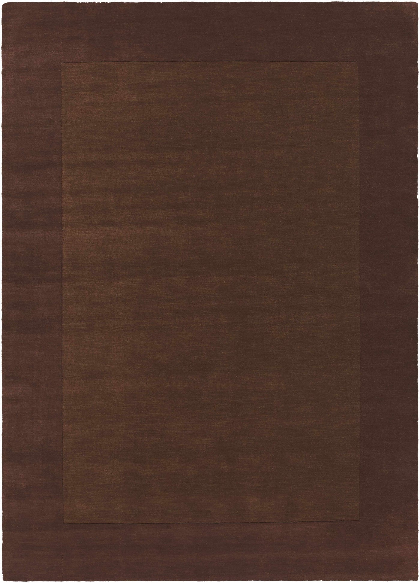Bordered Solid Brown Wool Rug by Boutique Rugs