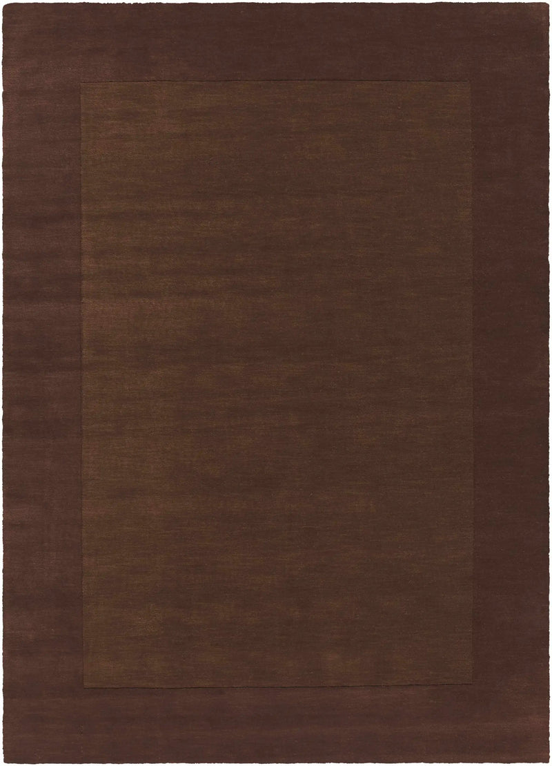 Bordered Solid Brown Wool Rug by Boutique Rugs