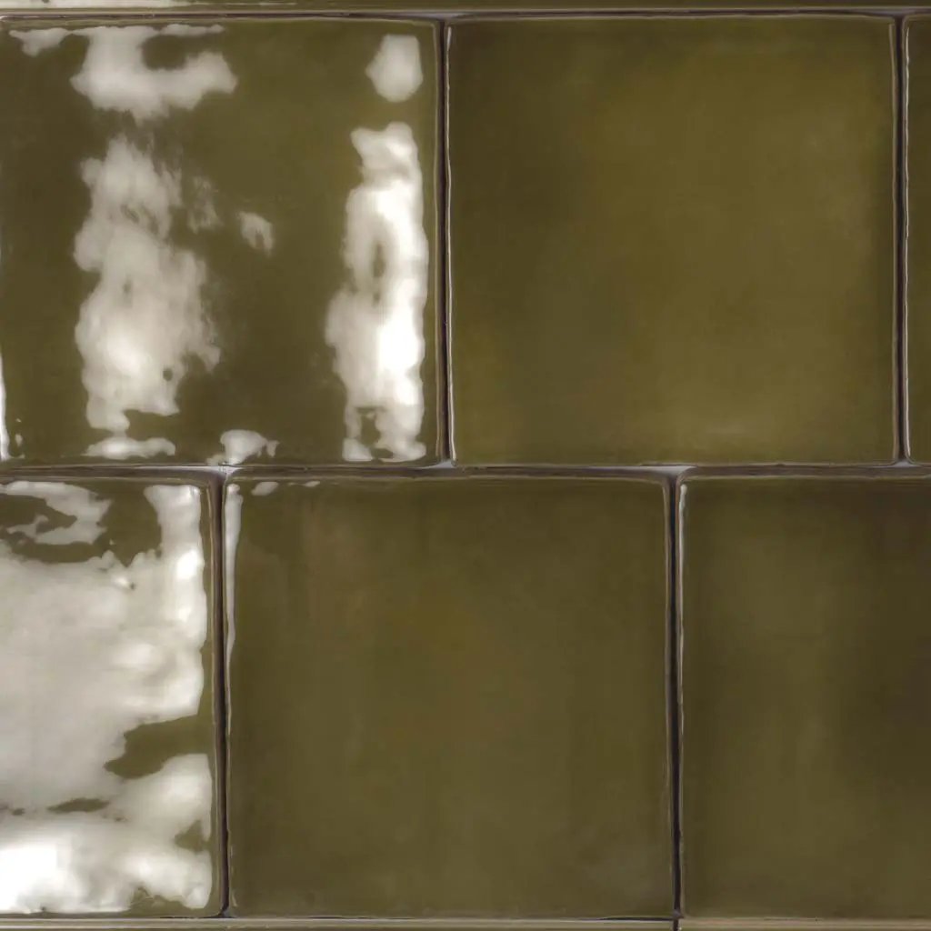 Olive Green 4x4 Glossy Square Ceramic Tile (60 pack, 6.46 sq ft/case) by Apollo Tile