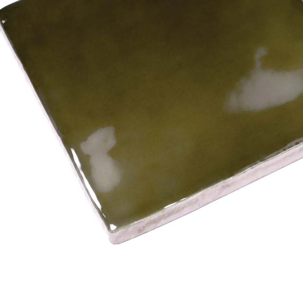 Olive Green 4x4 Glossy Square Ceramic Tile (60 pack, 6.46 sq ft/case) by Apollo Tile