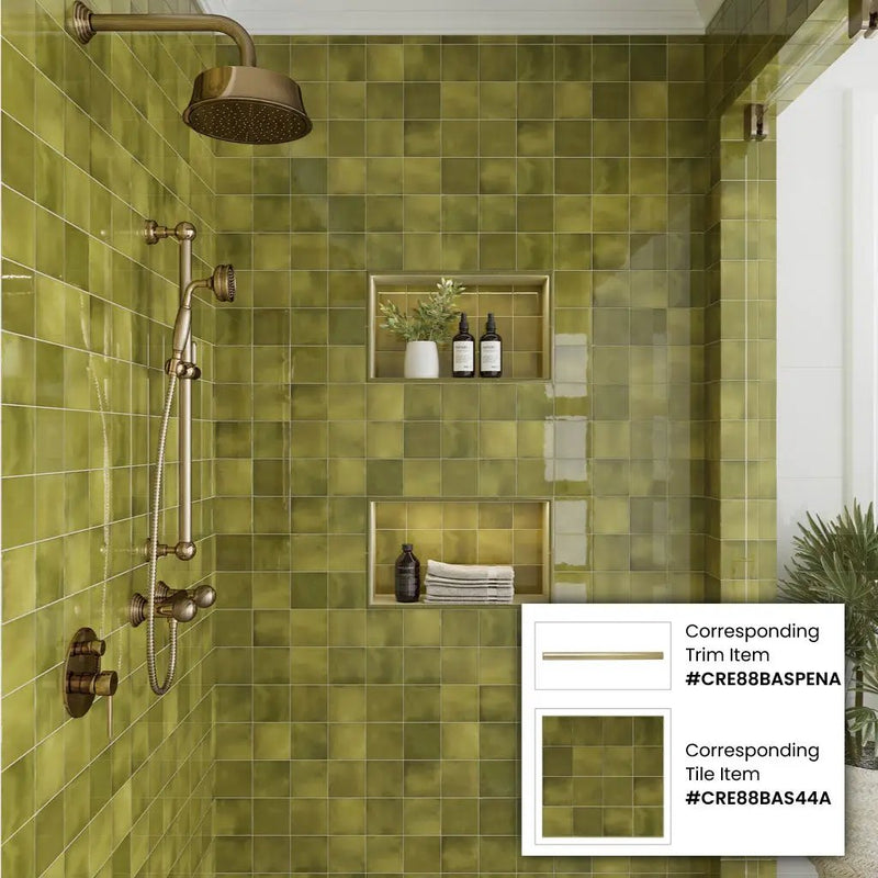 Olive Green 4x4 Glossy Square Ceramic Tile (60 pack, 6.46 sq ft/case) by Apollo Tile
