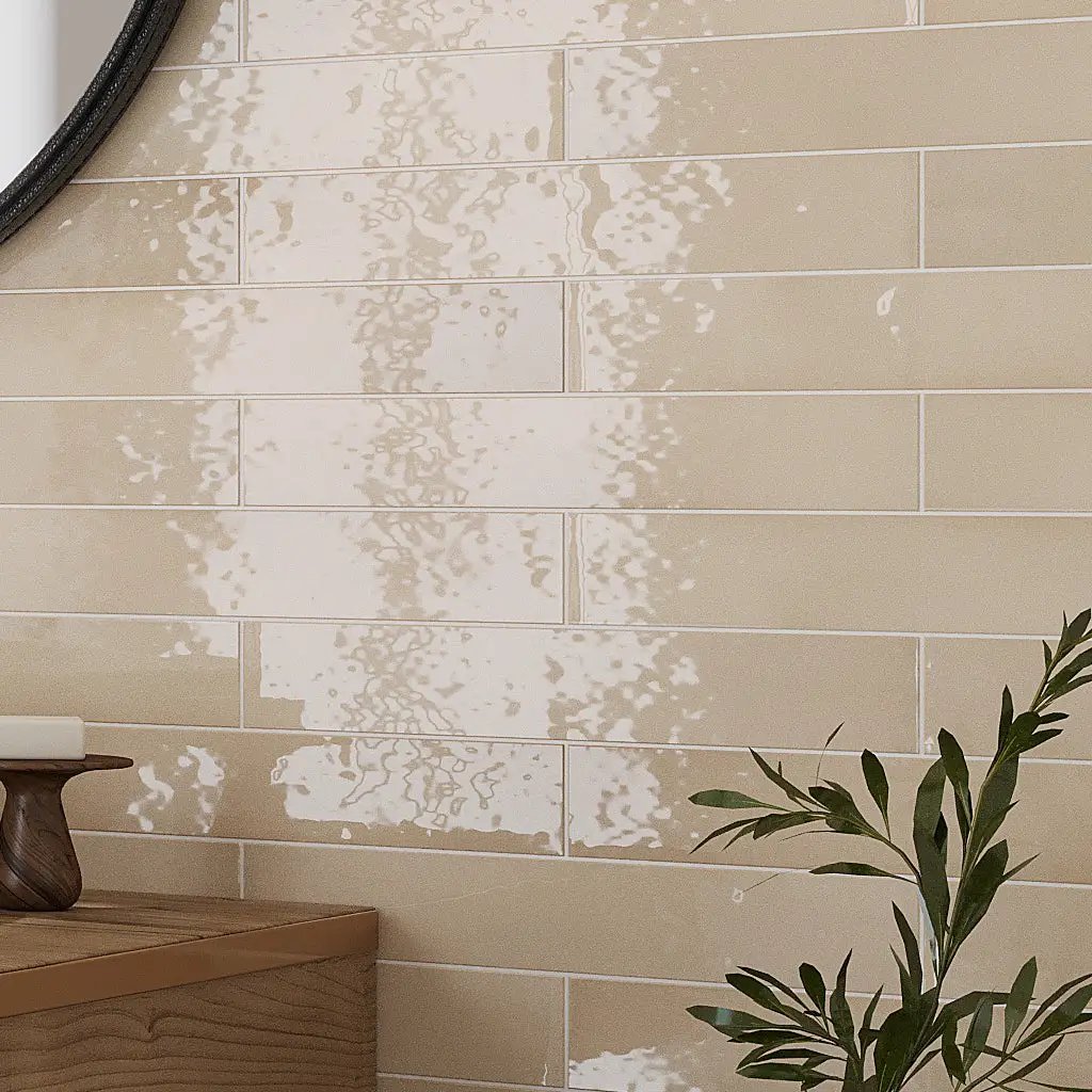 Beige 2.6x16 Glossy Ceramic Subway Tile (38 pack, 10.76 sq ft/case) by Apollo Tile