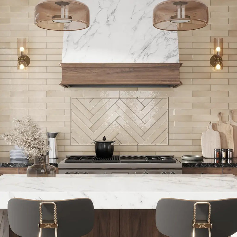 Beige 2.6x16 Glossy Ceramic Subway Tile (38 pack, 10.76 sq ft/case) by Apollo Tile