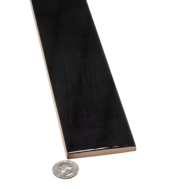 Black 2.6x16 Glossy Ceramic Subway Tile (38 pack, 10.76 sq ft/case) by Apollo Tile