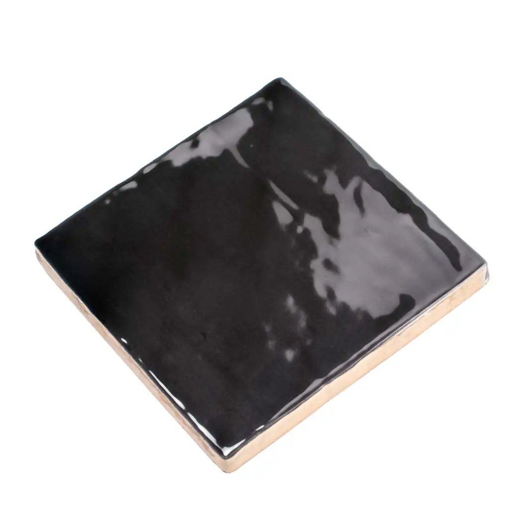 Black 4x4 Glossy Square Ceramic Tile (50 pack, 5.38 sq ft/case) by Apollo Tile