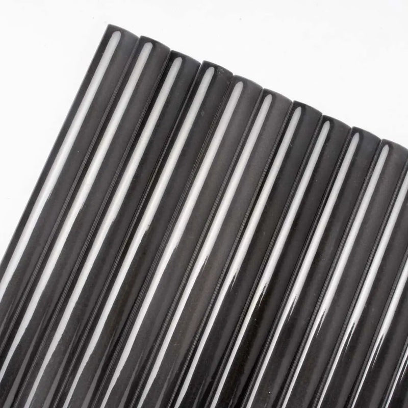 Black 0.5x8 Ceramic Glossy Pencil Tile Trim (10 pack, 0.3 sq ft/case) by Apollo Tile