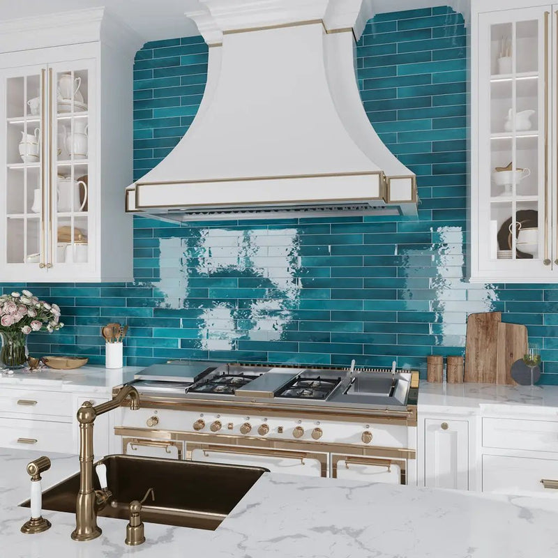 Teal Green 2.6x16 Glossy Ceramic Subway Tile (38 pack, 10.76 sq ft/case) by Apollo Tile