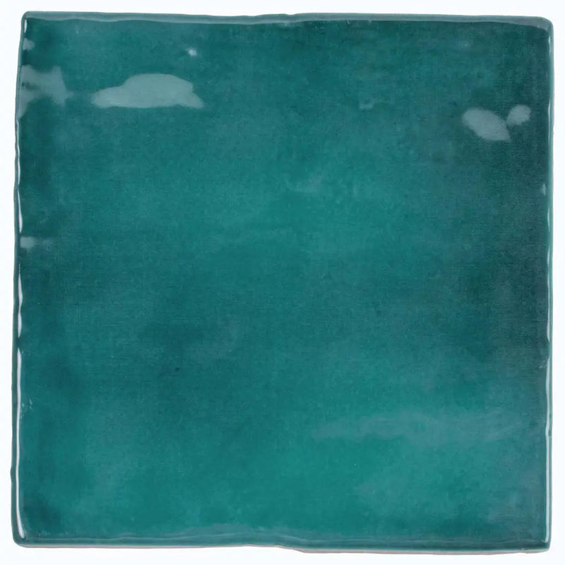 Teal Green 4x4 Glossy Square Ceramic Tile (60 pack, 6.46 sq ft/case) by Apollo Tile