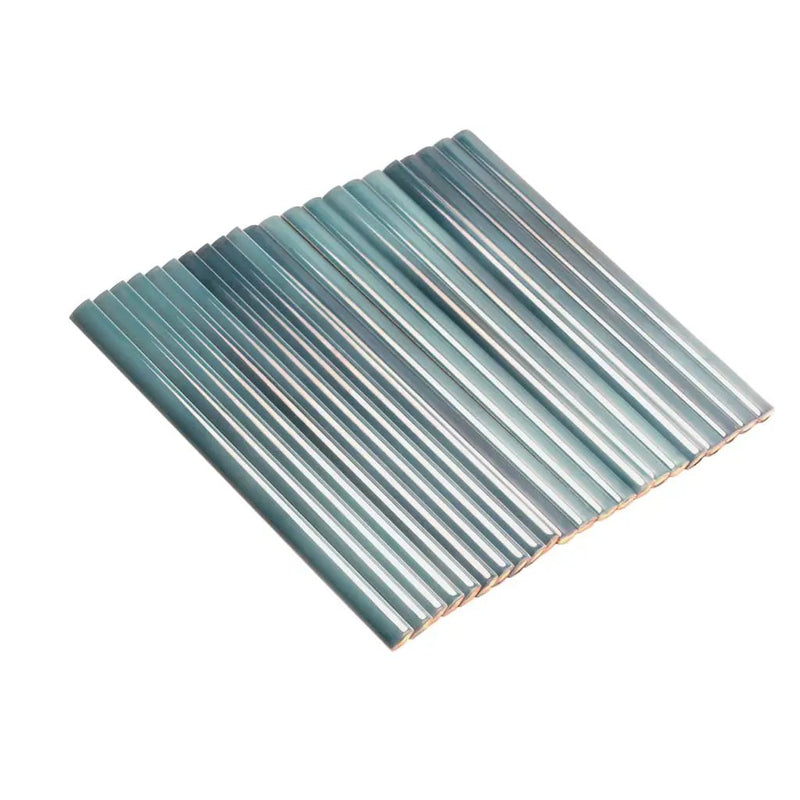 Teal Green 0.5x8 Glossy Ceramic Pencil Tile Trim (10 pack, 0.3 sq ft/case) by Apollo Tile