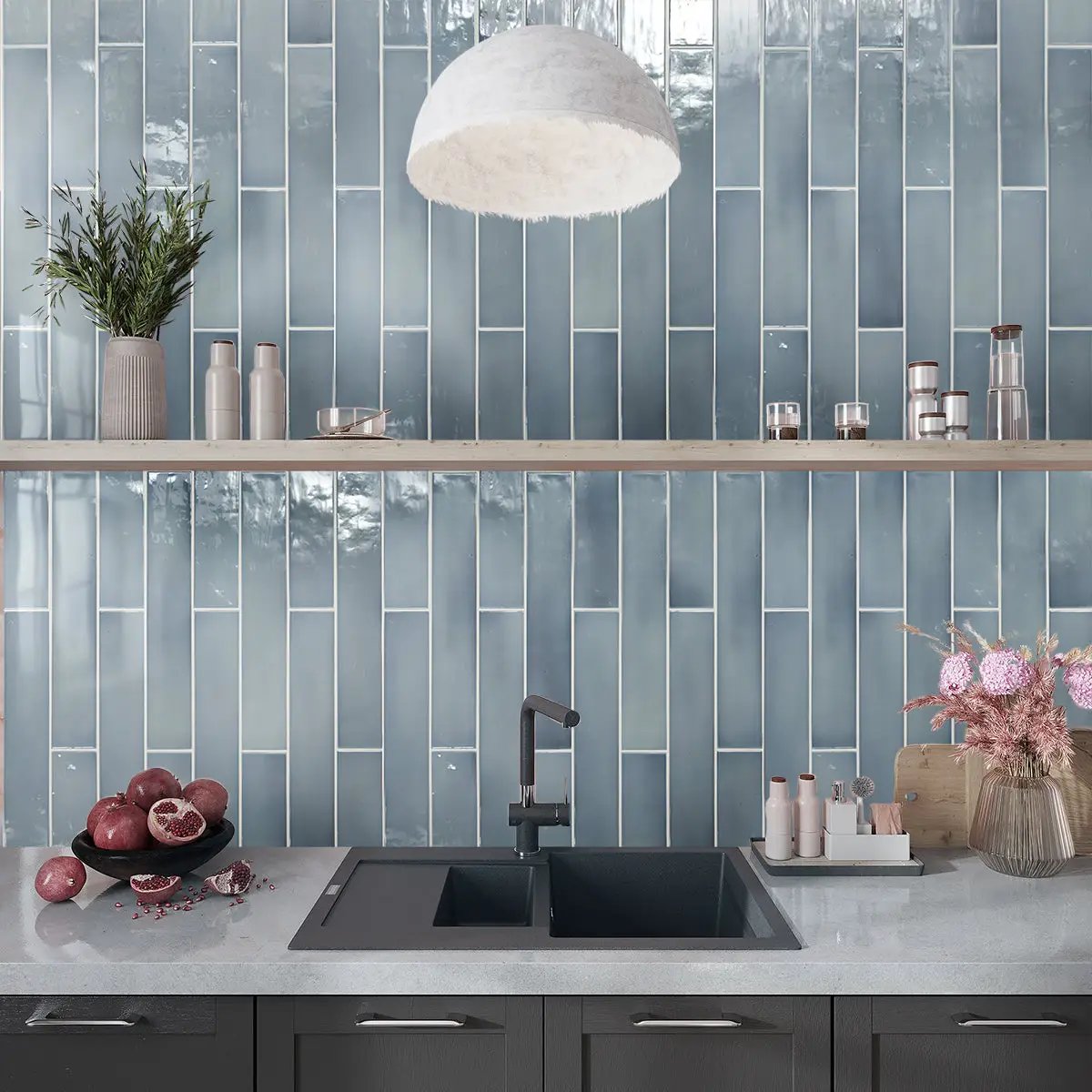 Benjamin Moore Smoke 2.6x16 Glossy Ceramic Subway Tile (38 pack, 10.76 sq ft/case) by Apollo Tile