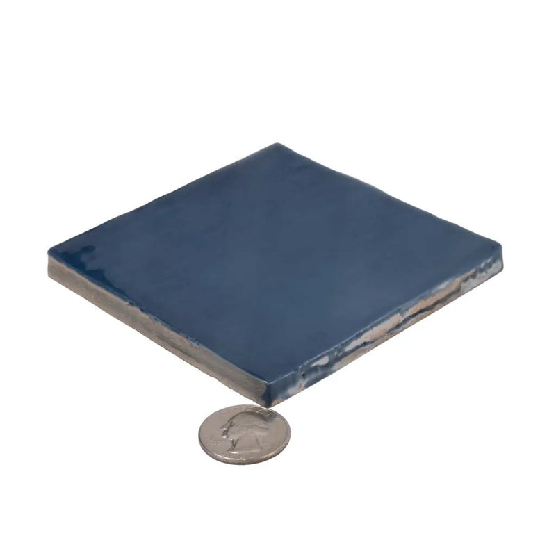 Navy Blue 4x4 Glossy Square Ceramic Tile (60 pack, 6.48 sq ft/case) by Apollo Tile