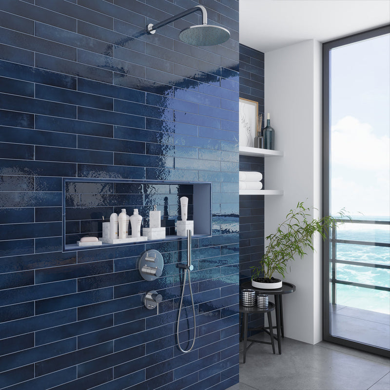 Sample-Navy Blue 2.6x16 Glossy Ceramic Subway Tile (38 pack, 10.76 sq ft/case), photo 3 of 11