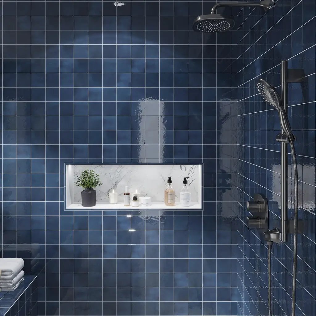 Navy Blue 0.5x8 Glossy Ceramic Pencil Tile Trim (10 pack, 0.3 sq ft/case) by Apollo Tile
