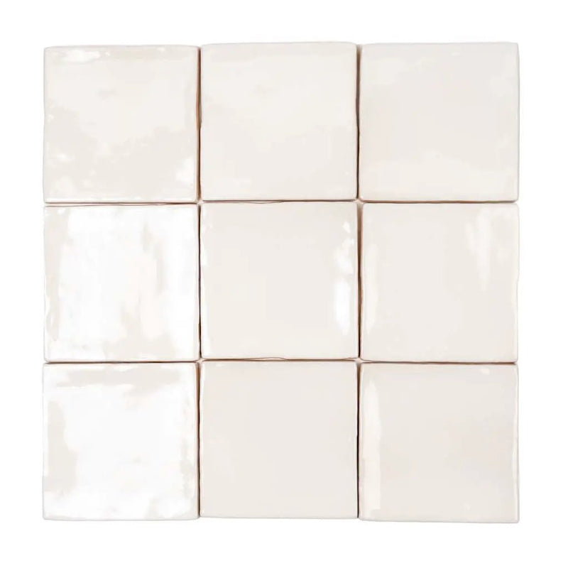 Ivory White 4x4 Glossy Square Ceramic Tile (60 pack, 6.46 sq ft/case) by Apollo Tile
