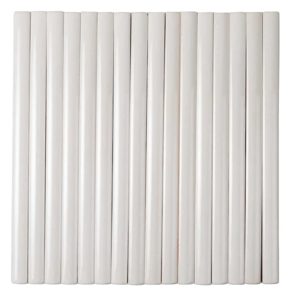 Ivory White 0.5x8 Glossy Ceramic Pencil Tile Trim (10 pack, 0.3 sq ft/case) by Apollo Tile