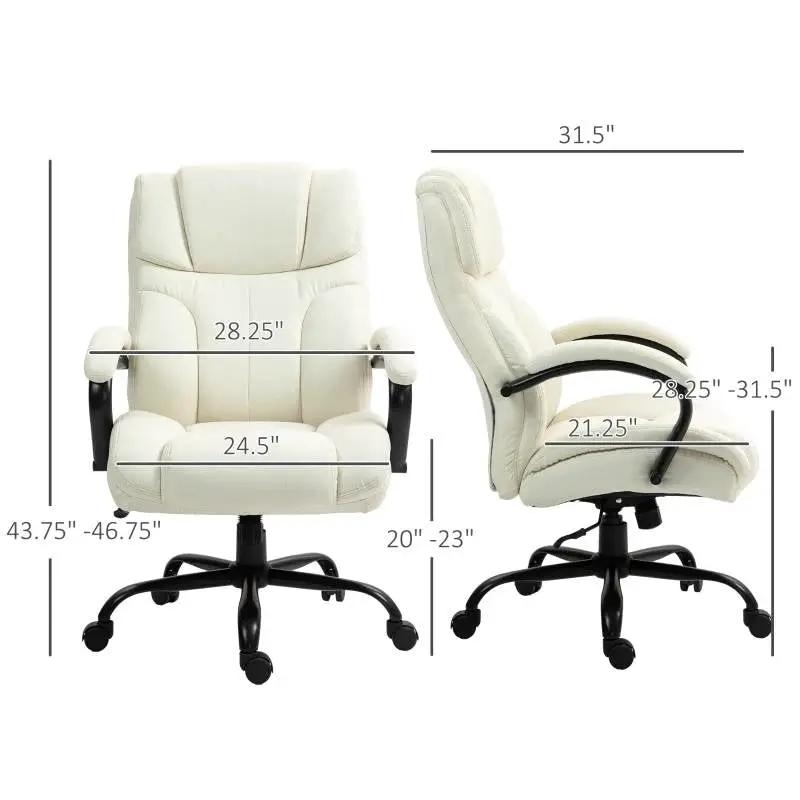 Cream White Big/Tall Adjustable Height Office Chair - 500 lbs. Weight Capacity by HomePacific