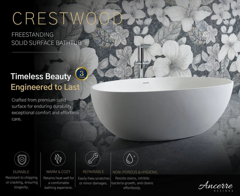 Crestwood Freestanding Solid Surface Bathtub by Ancerre Designs