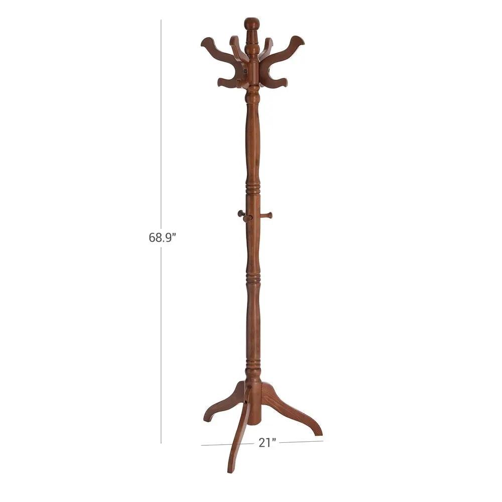 Classic Traditional Solid Wood Coat Rack in Walnut Finish by HomePacific