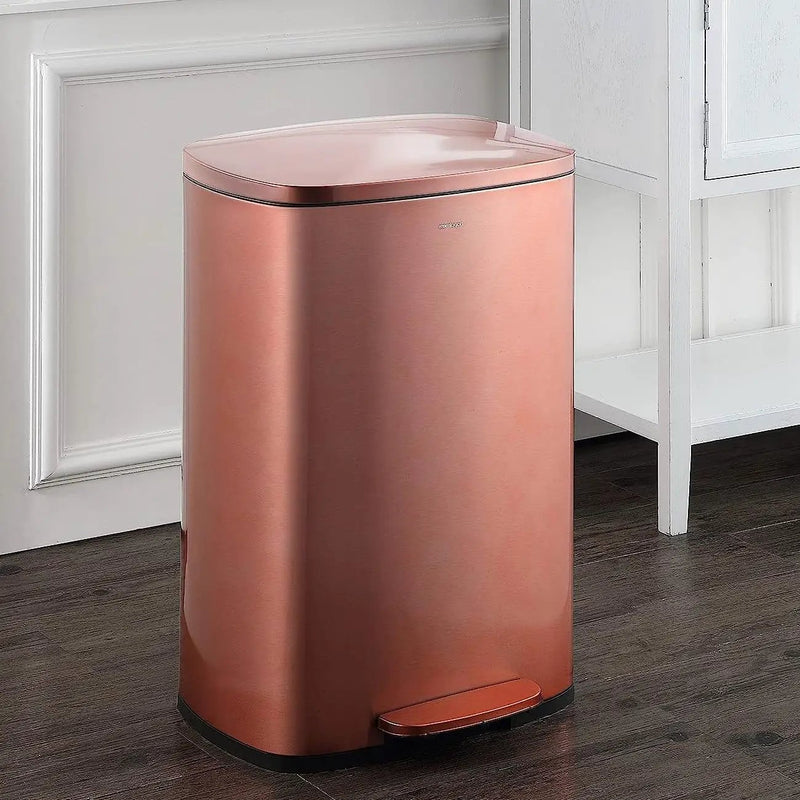 Set of 2 - Copper Gold Step-on Trash Can - 13-Gallon and 1.3-Gallon by HomePacific