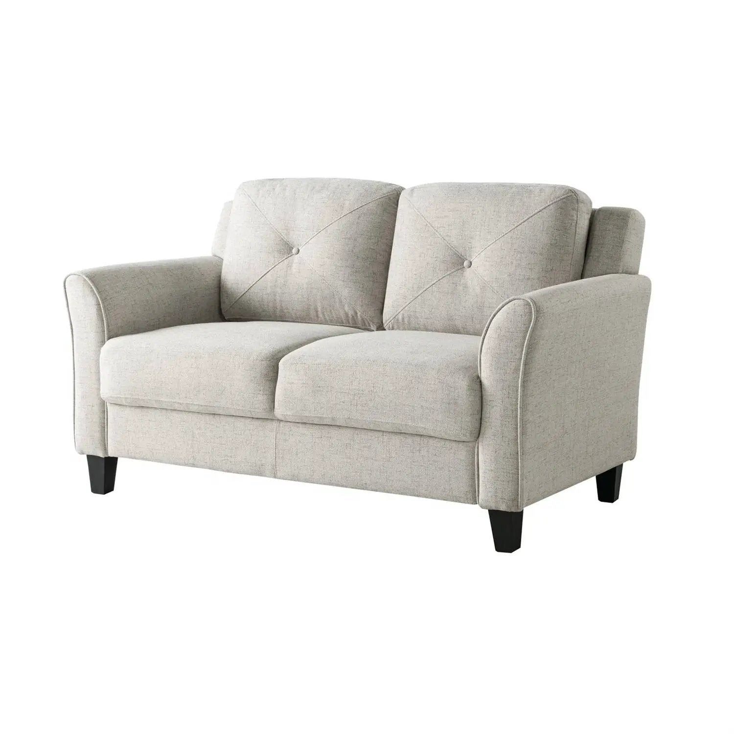 Modern Upholstered Loveseat Sofa in Cream Microfiber with Button Tufted Cushions by HomePacific