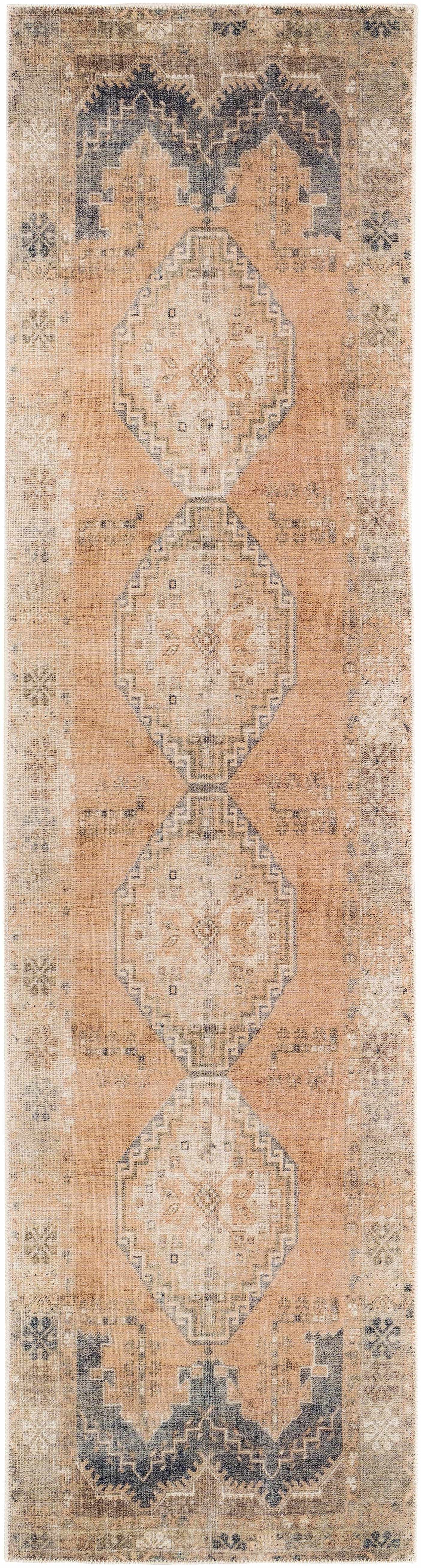 Carrabelle Peach Washable Area Rug - Clearance by Boutique Rugs