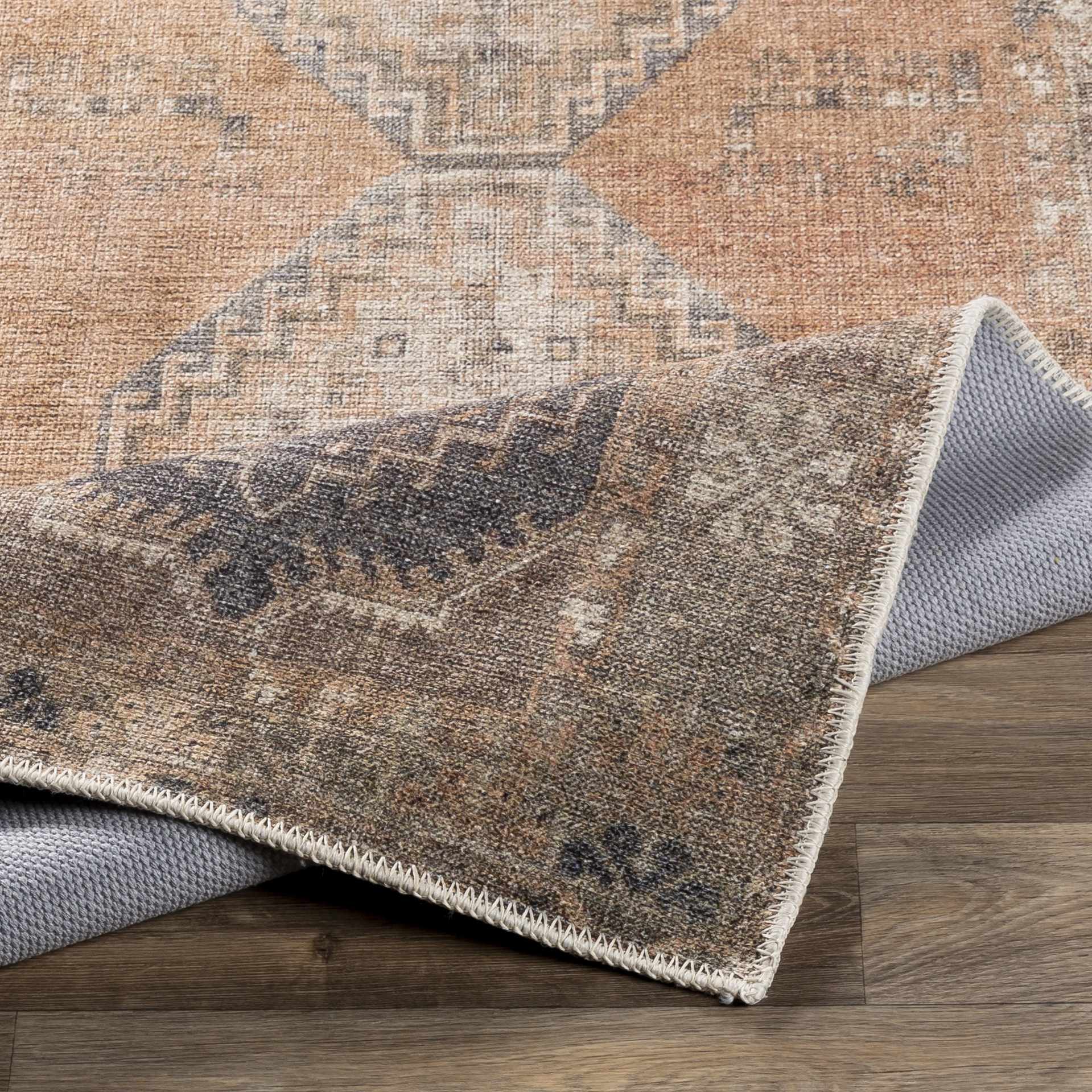 Carrabelle Peach Washable Area Rug - Clearance by Boutique Rugs